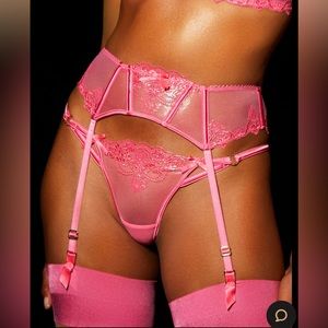 Honey Birdette NATALIE PINK SUSPENDER & THONG
